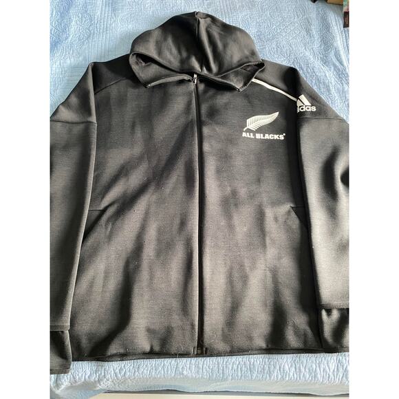 Mens Adidas All Blacks Full Zip Hoodie Size XXL  Pre Owned - Picture 1 of 6